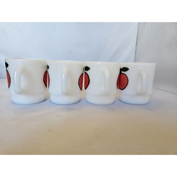 Anchor Hocking Fire King Apple Super Fruit Mug Milk Glass Glassware USA 3.5in x3 - Picture 4 of 16